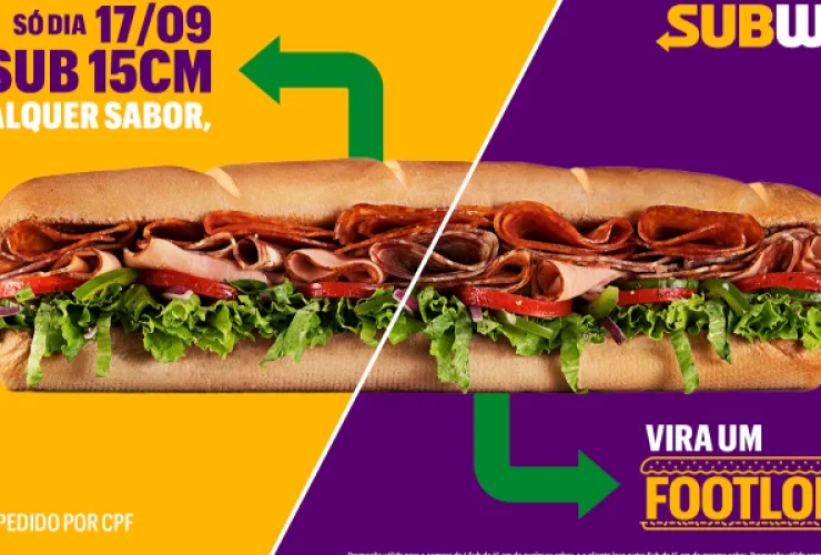 SUB DAY: Subway® lança oferta inédita com sanduíches de 30cm pelo preço de 15cm