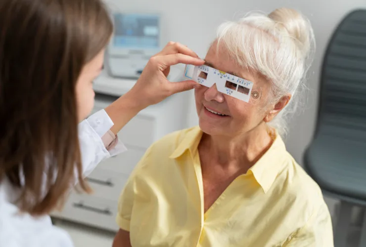 Paciente fazendo check-up ocular anual