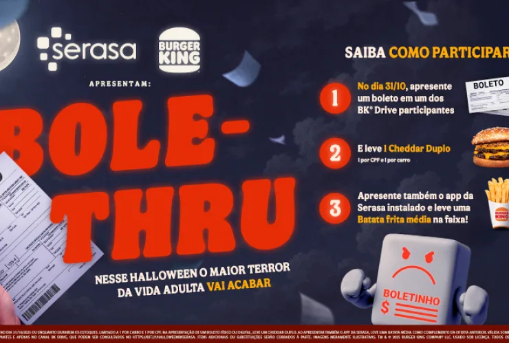 Serasa e Burger King® promovem ação de Halloween trocando boletos por lanches no BK® Drive em parceria divertida e inusitada.