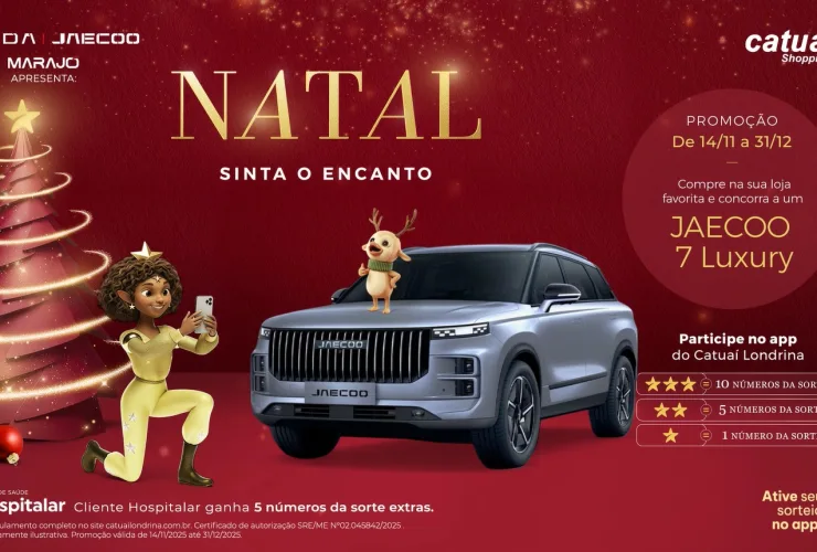 SUV Jaecoo 7 será sorteado em campanha de Natal do Catuaí Shopping Londrina