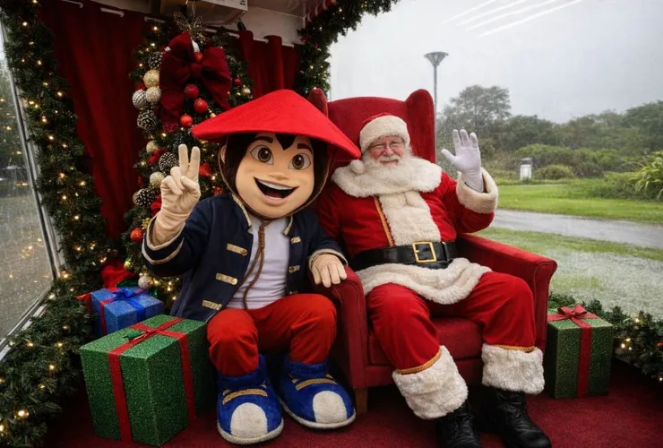 Papai Noel na Caravana Iluminada Casa China