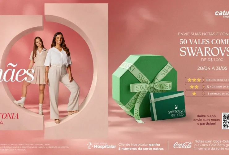 Dia das Mães: Catuaí sorteia 50 vales-compras de R$ 1 mil na Swarovski