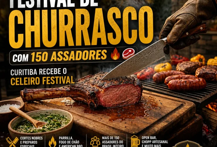 Festival Celeiro em Curitiba com churrasco premium, cortes nobres e assadores na Pedreira Paulo Leminski