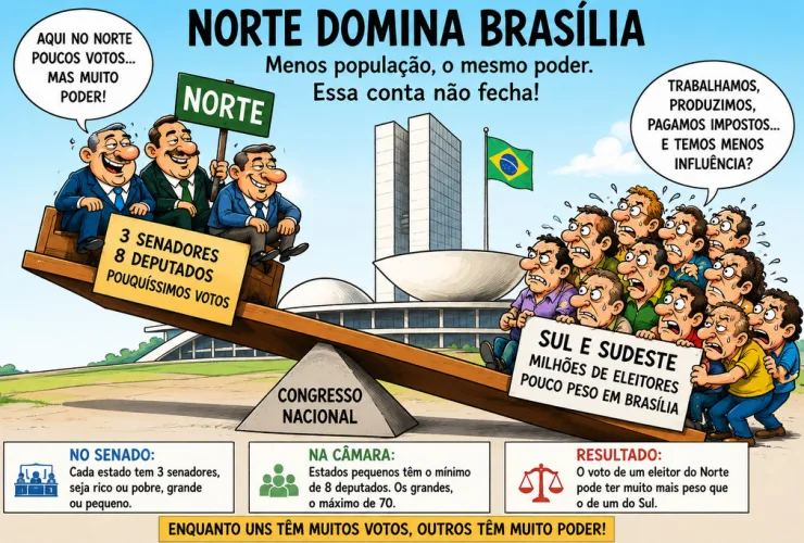 Norte domina Brasília e amplia distância política sobre Sul e Sudeste