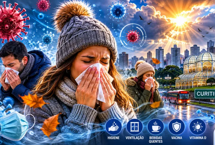 Curitiba enfrenta epidemia de gripes, resfriados e Covid no frio intenso
