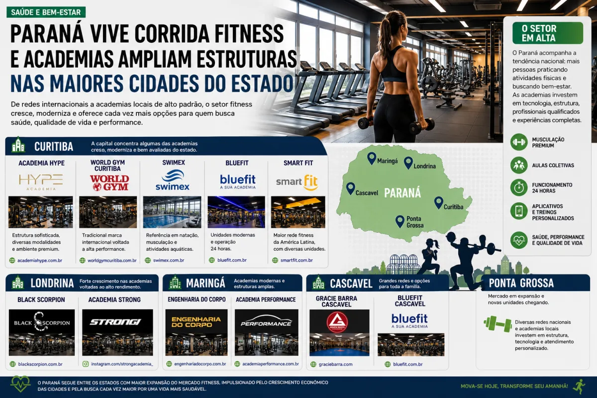 Paraná vive corrida fitness e academias ampliam estruturas nas maiores cidades do estado