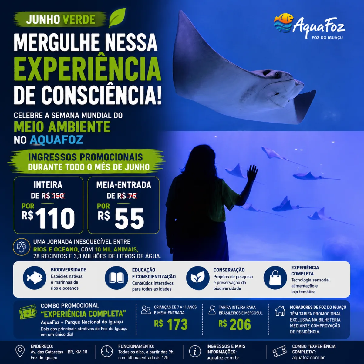 Junho Verde: AquaFoz lança ingressos promocionais e convida para experiência imersiva em Foz do Iguaçu