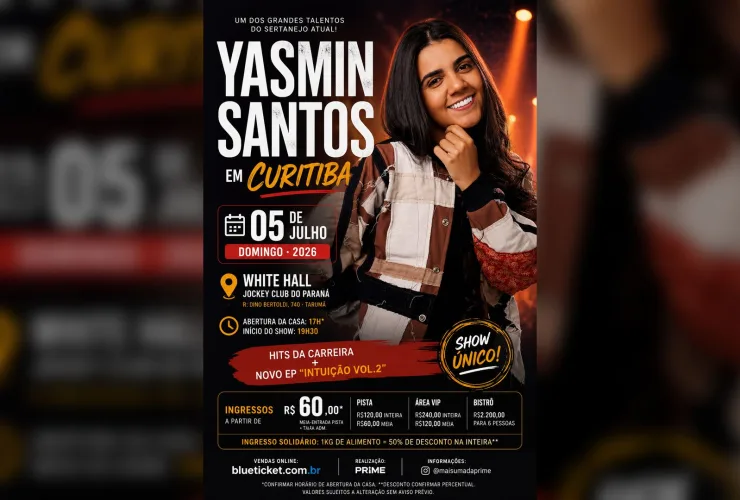 Yasmin Santos se apresenta em Curitiba no White Hall com show do projeto Intuição Vol.2