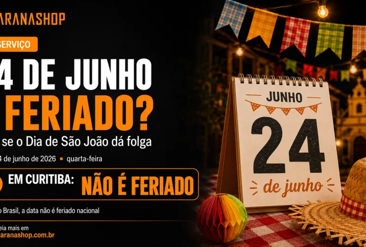 Calendário mostra 24 de junho, Dia de São João, com bandeirinhas de festa junina