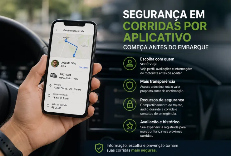 Oito em cada dez brasileiros se sentem mais seguros ao escolher com quem viajam por aplicativo
