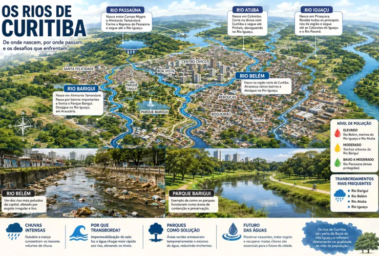 Os rios de Curitiba: onde nascem, por onde passam e seus desafios