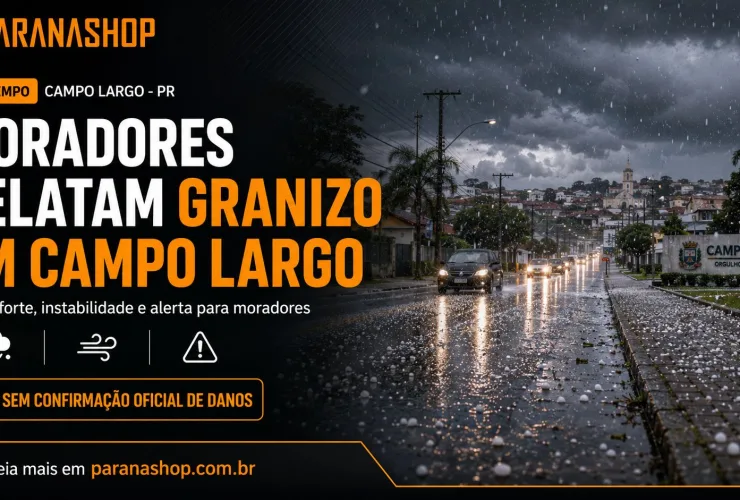 Chuva forte com possibilidade de granizo em Campo Largo durante tarde de tempo instável