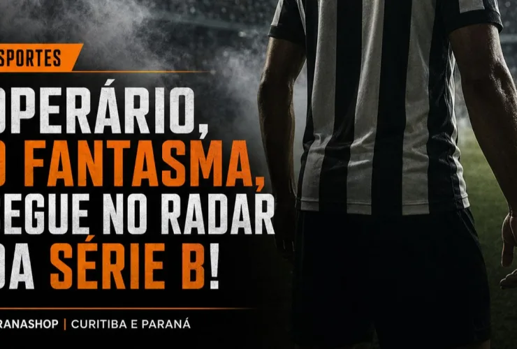 Arte do Paranashop Esportes sobre o Operário Ferroviário perto do G6 da Série B