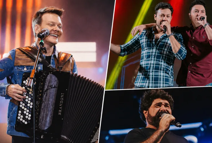 Michel Teló, César Menotti & Fabiano e João Bosco & Vinícius cantam juntos em Curitiba