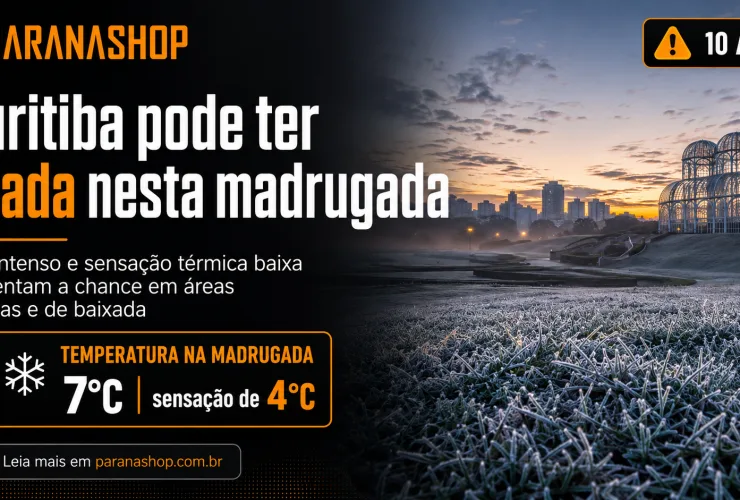 Curitiba amanhece com frio intenso e possibilidade de geada em áreas abertas e de baixada