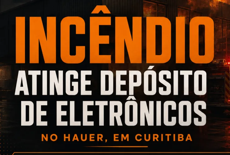 Incêndio de grandes proporções atinge depósito de eletrônicos no Hauer, em Curitiba