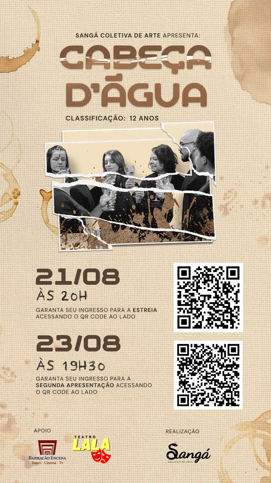 Cena da peça Cabeça d’Água, inspirada nas enchentes do Rio Grande do Sul