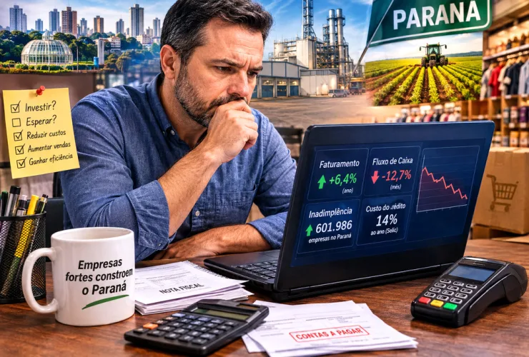 Empresário paranaense analisa faturamento, fluxo de caixa, dívidas e investimentos diante dos juros elevados.