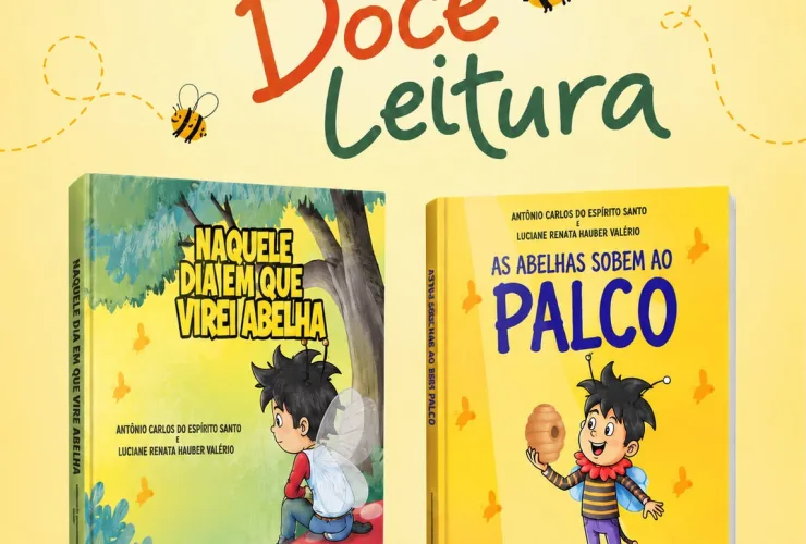 Capas dos livros Naquele Dia em que Virei Abelha e As Abelhas Sobem ao Palco