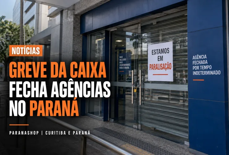 Agência da Caixa Econômica Federal fechada durante a greve dos bancários no Paraná
