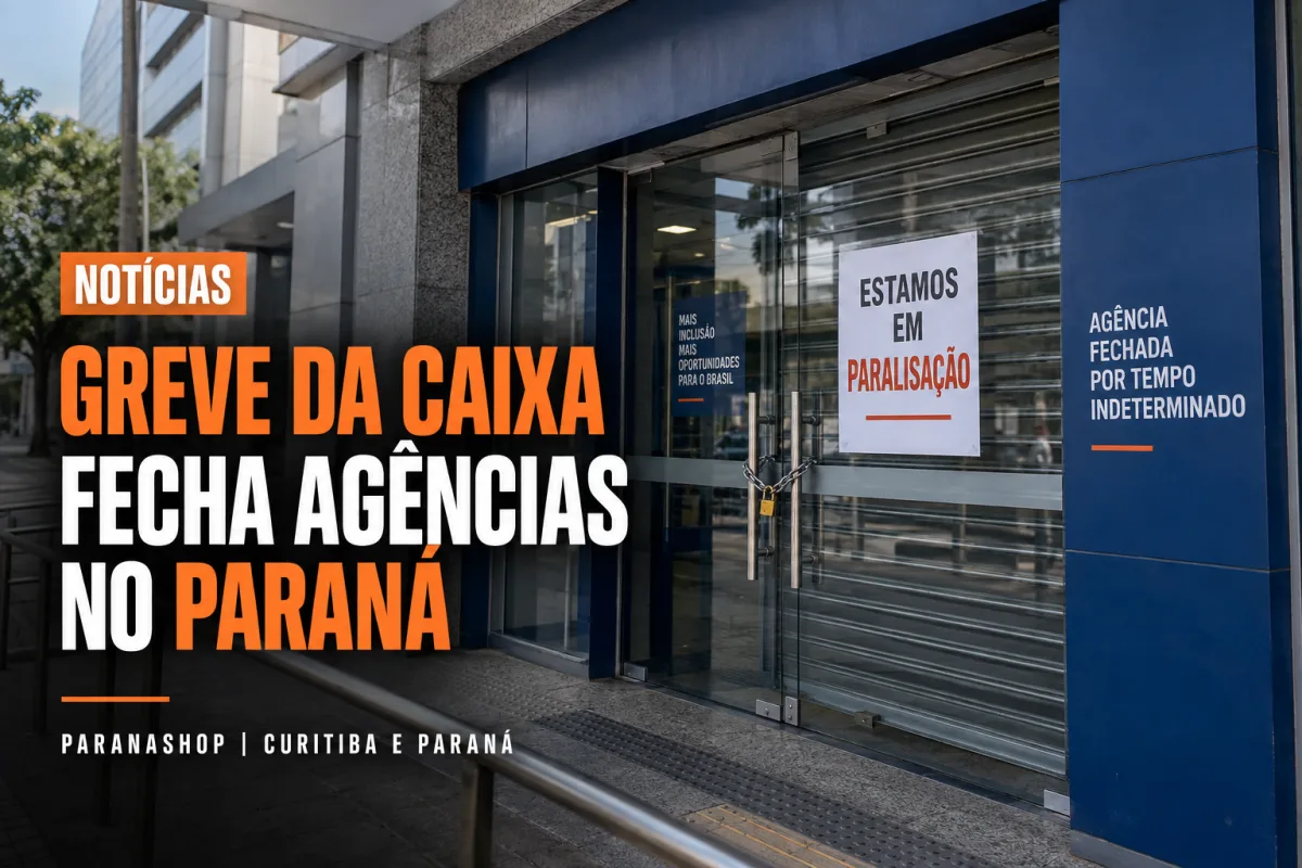 Agência da Caixa Econômica Federal fechada durante a greve dos bancários no Paraná