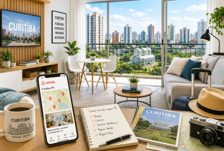 Apartamento de temporada moderno em Curitiba com vista para a cidade