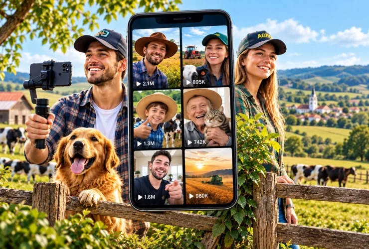 Criadores de conteúdo do interior do Paraná gravam vídeos sobre agro, humor, animais e cotidiano para as redes sociais.